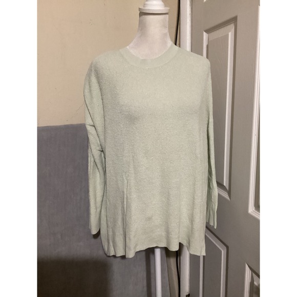 Eileen Fisher Sweaters - EILEEN FISHER Soft Textured Knit Linen Blend Long Sleeve Sweater Light Green M